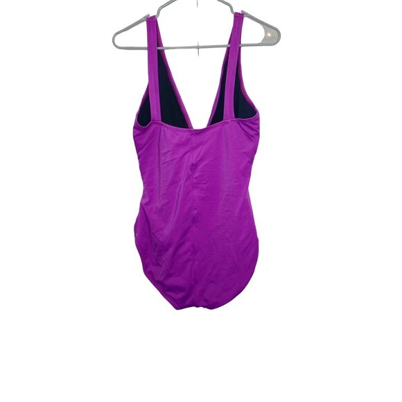 Speedo Rusched V Neck Purple Swimsuit One Piece Women's 16 - Picture 5 of 9